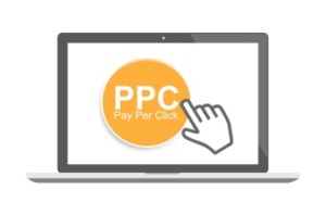 Pay per click concept with laptop and cursor